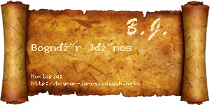 Bognár János névjegykártya