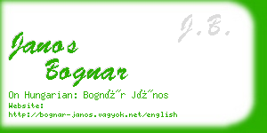 janos bognar business card